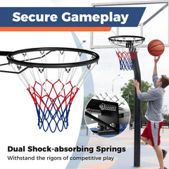 18 inches Basketball Rim Heavy Duty Wall Mounted Basketball Rim Goal Replacement-Black