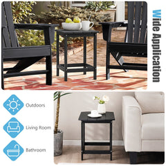 18 Inch Weather Resistant Side Table for Garden Yard Patio-Black