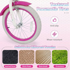 18 Inch Girls Bike with Basket, Ribbons and Mudguards, Mermaid Theme, Rose Red