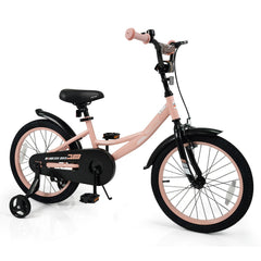 18 Inch Kids Bike with Removable Training Wheels and Adjustable Seat, Pink