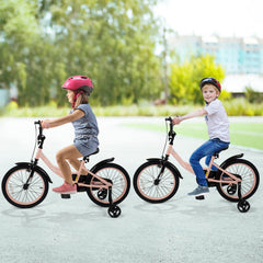 18 Inch Kids Bike with Removable Training Wheels and Adjustable Seat, Pink