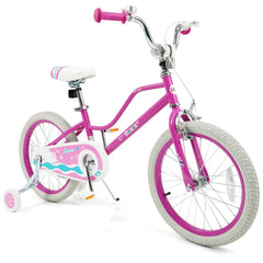 18 Inch Kids Bike with Kickstand, Training Wheels and Reflectors, Pink