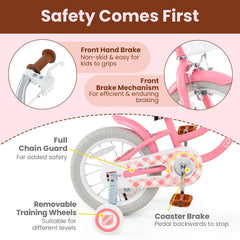 18 Inch Kids Bike with Training Wheels and Basket for Boys and Girls Ages 4 to 8