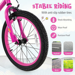 18 Inch LED Lighted Kids Bike with Headlight and Training Wheels, Pink