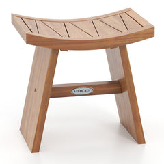 18 Inch Teak Wood Shower Bench with Curved Seat for Bathroom