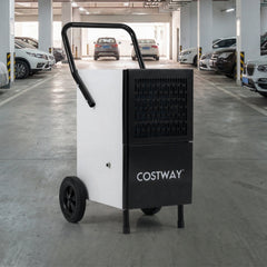 189 Pint Commercial Dehumidifier with Built-in Pump, 16 ft Lift, 8 in Wheels, Upright, Black and White