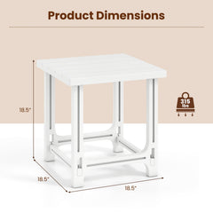 18 Inch Outdoor Adirondack Side Table with Slatted Surface-White