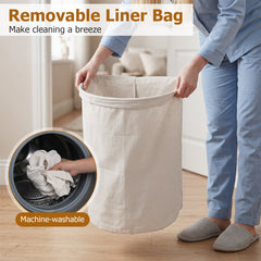 19 Gal Capacity Bamboo Laundry Hamper with Zippered Lid-Brown