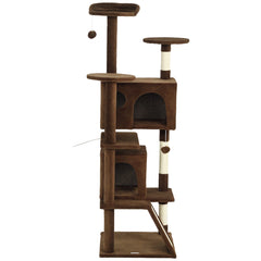54" Cat Tree, Multi-Level Cat Tower with Scratching Posts, Cat Condos, Bed, Platforms, Ramp, Toy Ball, Beige