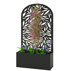 Metal Garden Bed with Trellis for Climbing Plants, Freestanding or Wall Mounted Flower Bed for Garden, Patio, Balcony