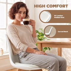Modern Dining Table Chairs Set of 4, Rubber Wood Kitchen Table Chairs with PU Leather Cushion for Living Room, Bedroom