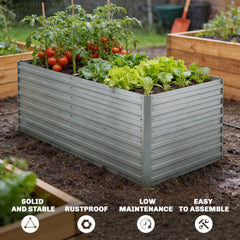 5' x 3' x 2' Raised Garden Bed, Galvanized Planter Box for Growing Flowers, Herbs and Vegetables, Black