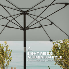 7.6FT Aluminum Patio Umbrella Parasol 8 Ribs Outdoor Market Umbrella with Crank, Push Button Tilt for Deck, Backyard and Lawn, Sky Blue