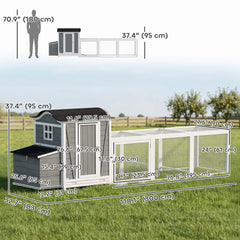 118"L Chicken Coop, Large Wooden Hen House with Run, Pull-Out Tray, Waterproof Roof, Nesting Box, Swing, Roosting Bars