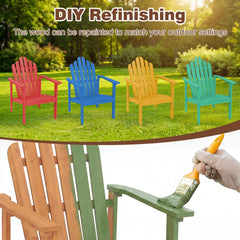 1-Pack Stackable Adirondack Chairs with Solid Acacia Wood for Patio