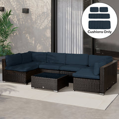 Outdoor 14pc Patio Rattan Sofa Set Cushion Polyester Cover Replacement Set - No Cushion Included Beige