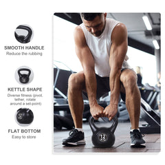 22lb Fitness Kettlebell, Plastic Exercise Weight, Weightlifting Tools with Sand, Handle, Noise Reduction for Home, Gym