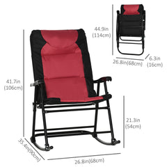 Folding Rocking Chair Set of 2 Padded Rockers with Armrest, Navy Blue