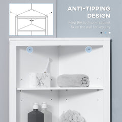Tall Bathroom Storage Cabinet, Corner Cabinet with Doors, Linen Cabinet with Doors and 3-Tier Shelves, White