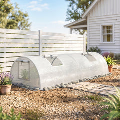 Portable Mini Greenhouse, Tunnel Growing Tent with 5 Mesh Windows and Steel Frame, 7' x 3' x 2', Green