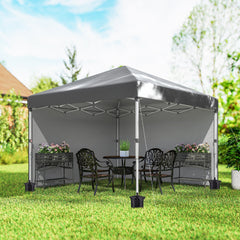 10' x 10' Pop Up Canopy with Sidewalls, Roller Bag, Height Adjustable Instant Tent for Outdoor, Garden, Patio, Black