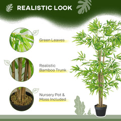 Artificial Bamboo Tree, 4ft Fake Tree with Realistic Leaf and Natural Trunk, Decorative Plant in Nursery