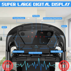 2.25HP Folding Treadmill Running Jogging Machine with APP heart rate bluetooth