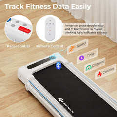 2.25HP 3-in-1 Folding Treadmill with Table Speaker Remote Control-White