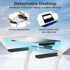 2.25HP 3-in-1 Folding Treadmill with Table Speaker Remote Control-White
