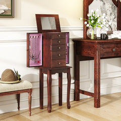 2 Colors Armoire Storage Standing Jewelry Cabinet with Mirror-Brown