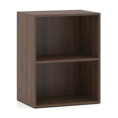 2-Cube Bookcase Floor Standing Open Bookshelf with 5-Position Adjustable Shelf-Dark Walnut