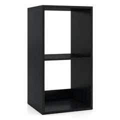2 Cube Bookshelf with Back Guardrail for Living Room Bedroom-Black