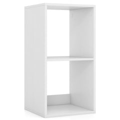 2 Cube Bookshelf with Back Guardrail for Living Room Bedroom-White