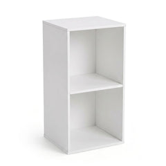 2-Cube Vertical or Horizontal Freestanding Bookshelf with 2 Compartments and 2 Anti-tipping Kits for Home Office-White