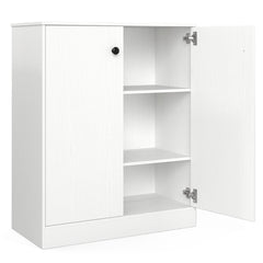 2 Door Storage Base Cabinet with 3-Tier Shelf-White