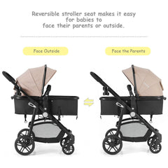 2 in 1 Foldable Pushchair Newborn Infant Baby Stroller-Coffee