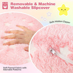 2-in-1 Folding Kids Couch with Blanket Glow in the Dark-Pink