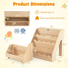 2-In-1 Kids Bookshelf & Toy Storage Organizer-Natural