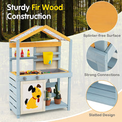 2 in 1 Wooden Mud Kitchen with Removable Water Box, and Storage Bag-Gray