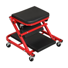 2-in-1 Z-Shaped Rolling Garage Stool 36 inches Folding Flat Automotive Creeper-Red