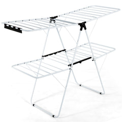 2-Tier Foldable Clothes Drying Rack with Adjustable Gullwing