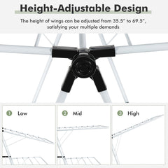 2-Tier Foldable Clothes Drying Rack with Adjustable Gullwing