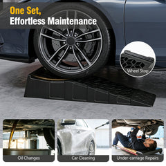 2-Pack 2.5 inches Lift Low Profile Car Ramps 22000 Lbs GVW Capacity-Black