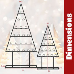 2 Pack Christmas Tree Photo Holder with 36 Round Clips and Metal Hanging Rack-Black