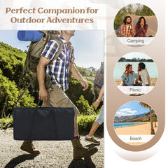 Patented 2 Pack Folding Camping Table with Wood-grain Tabletop for Hiking Party-Natural