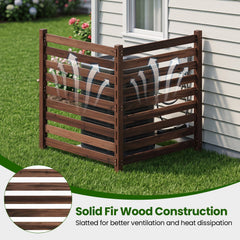 2-Panel Wooden Outdoor Privacy Fence with Ground Stakes-Brown
