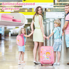 2 PCS Kid Luggage Set With Spinner Wheels for Children Boys Girls-Pink