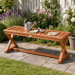 2-Person 44 inches Solid Wood Outdoor Bench with Slatted Seat for Patio Park Balcony-1 Piece