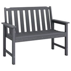 2-Person All Weather HDPE Outdoor Garden Bench with Backrest and Armrests-Gray