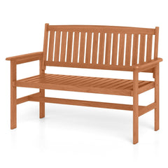2-Person Patio Loveseat with Slatted Backrest and Comfortable Armrests